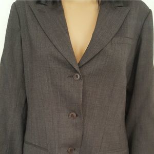 Irene Van RYB Jacket Blazer Pinstriped Brown Womens Size 40